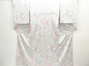 流水に花模様小紋着物